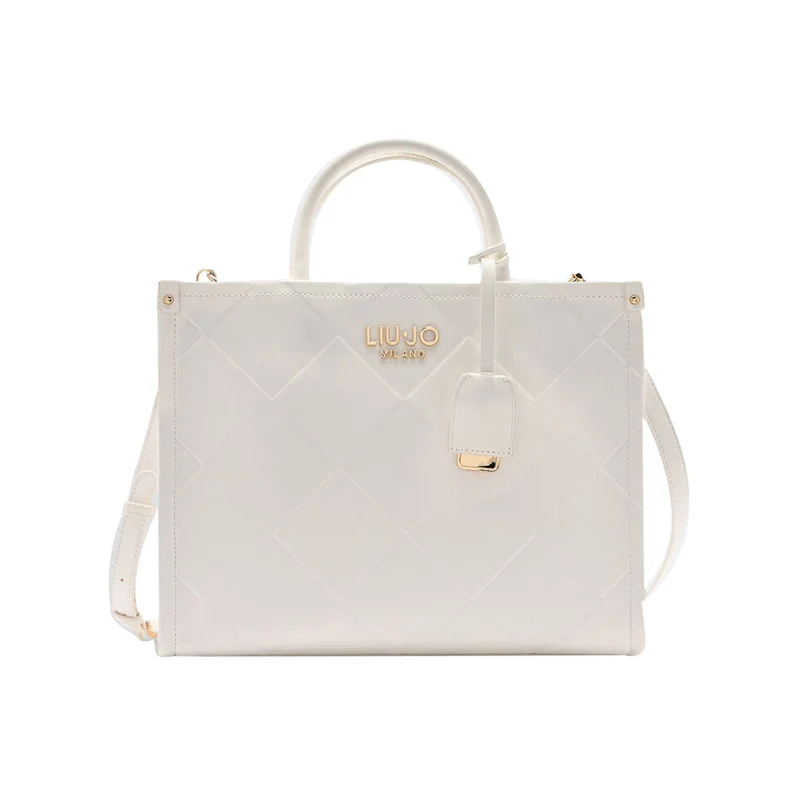 Borsa Donna shopper a rombi in rilievo Bianco