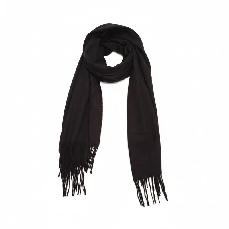 Sciarpa unita con frange eleganti - Nero