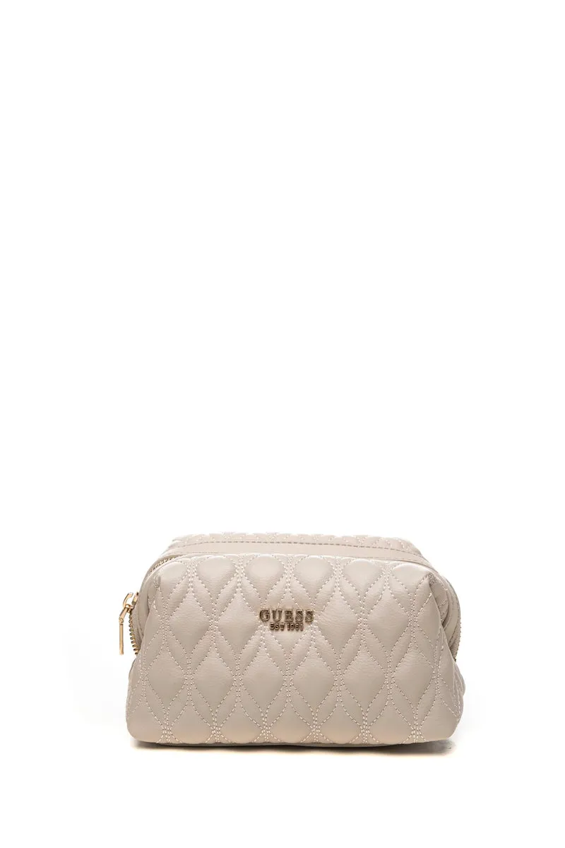 Pochette Guess Maxine Quilted Da Donna Light Taupe In Poliuretano
