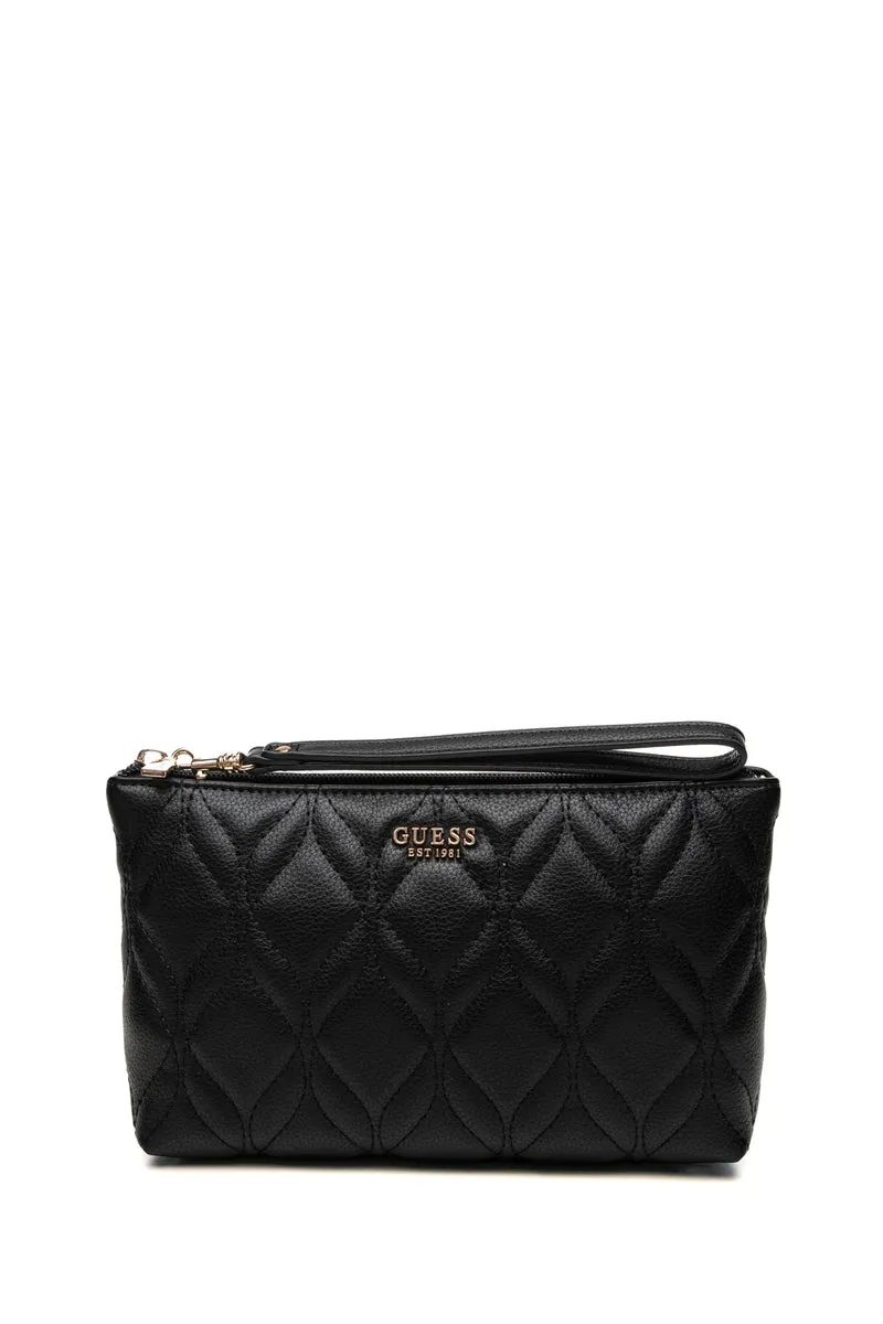 Pochette Guess Maxine Quilted Slg Da Donna Nera In Poliuretano