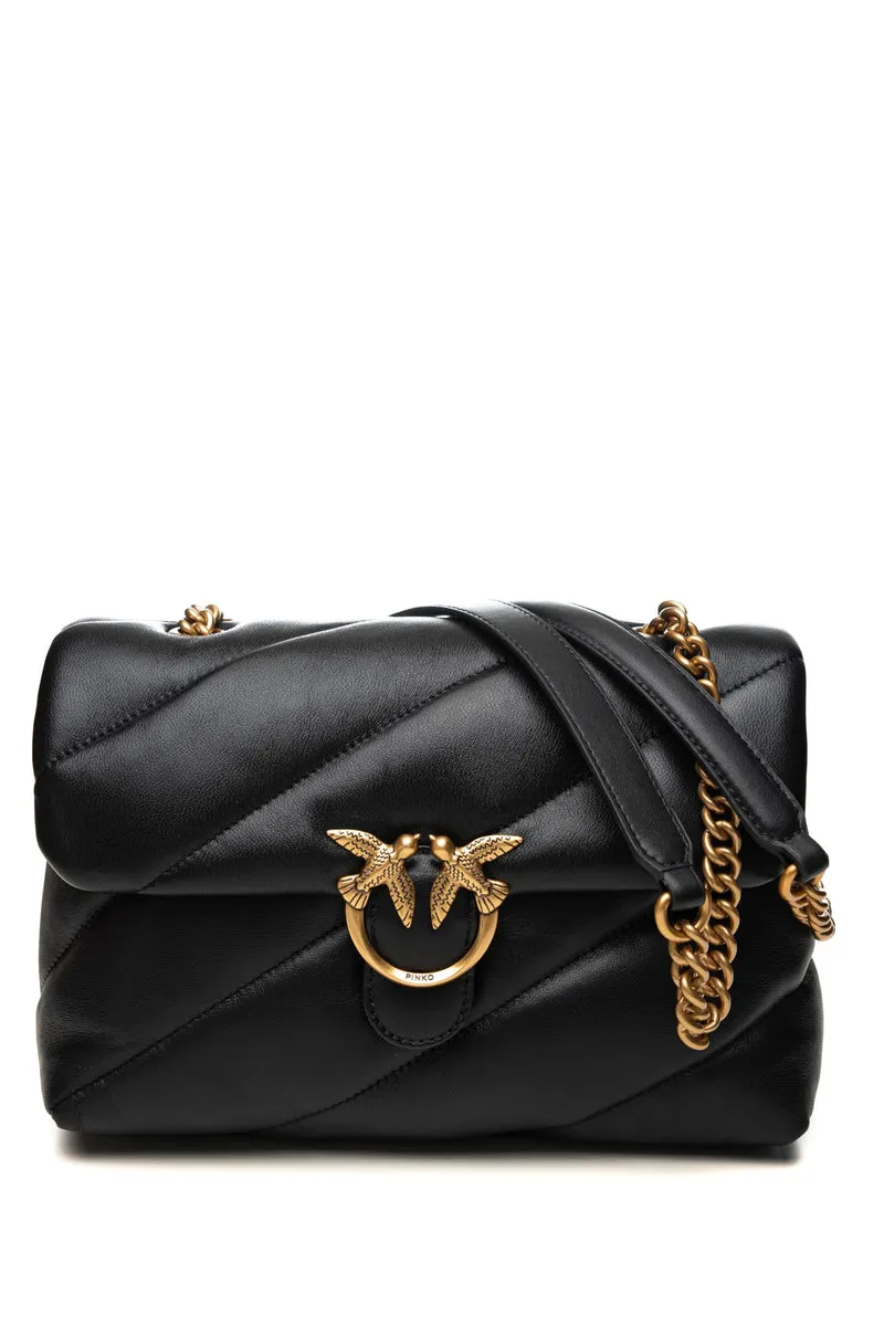 Borsa Pinko Love Puff Classic Small B Lb Gold Da Donna Nera In Nappa