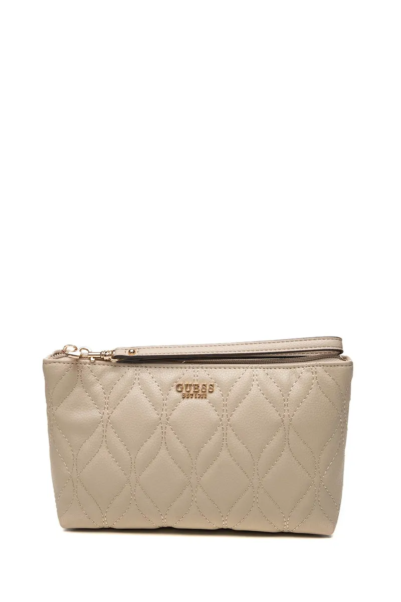 Pochette Guess Maxine Quilted Slg Da Donna Light Beige In Poliuretano