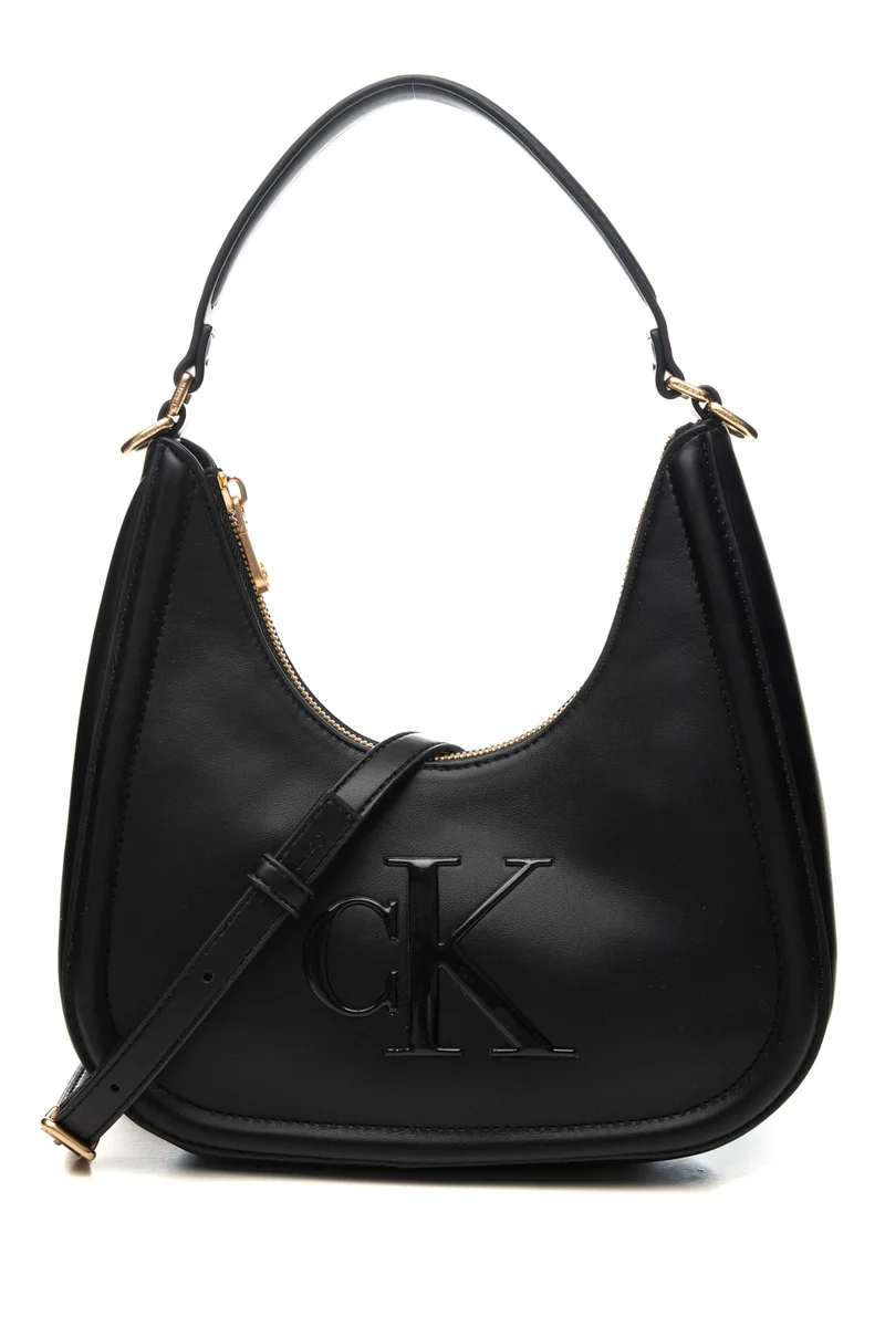 Borsa Calvin Klein Bold Ck Crescent Hb Da Donna Nera In Poliuretano