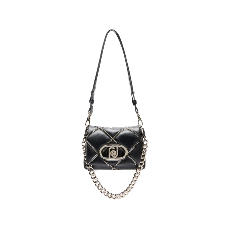 Borsa a spalla piccola LaPuffy con catene Nero