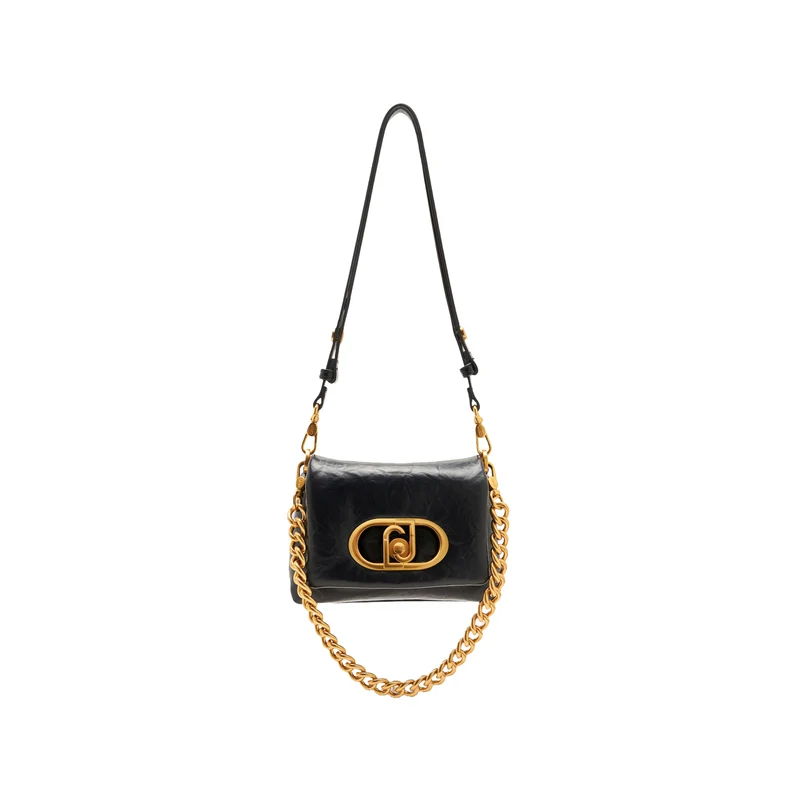 Borsa a spalla piccola LaPuffy tinta unita nera