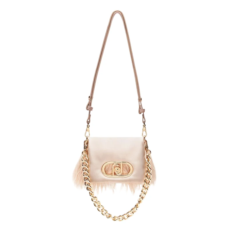 Borsa piccola a spalla LaPuffy con piume Rosa