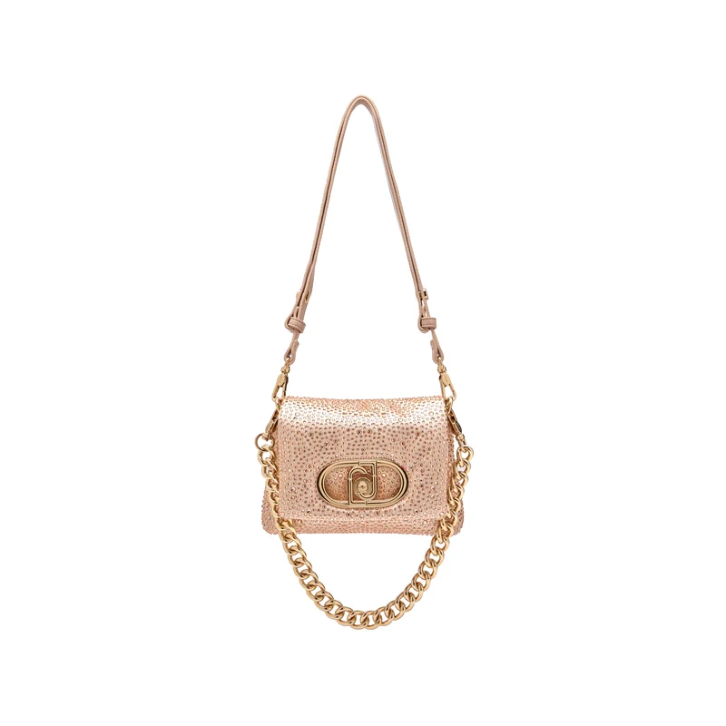 Borsa piccola a spalla LaPuffy con strass Rosa