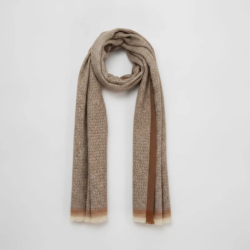 Sciarpa uomo spigata con bordi eleganti - Beige