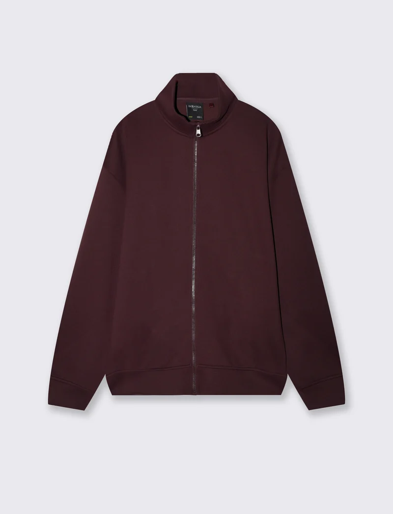 Felpa Cardigan Soft Touch Relaxed Fit - Bordeaux