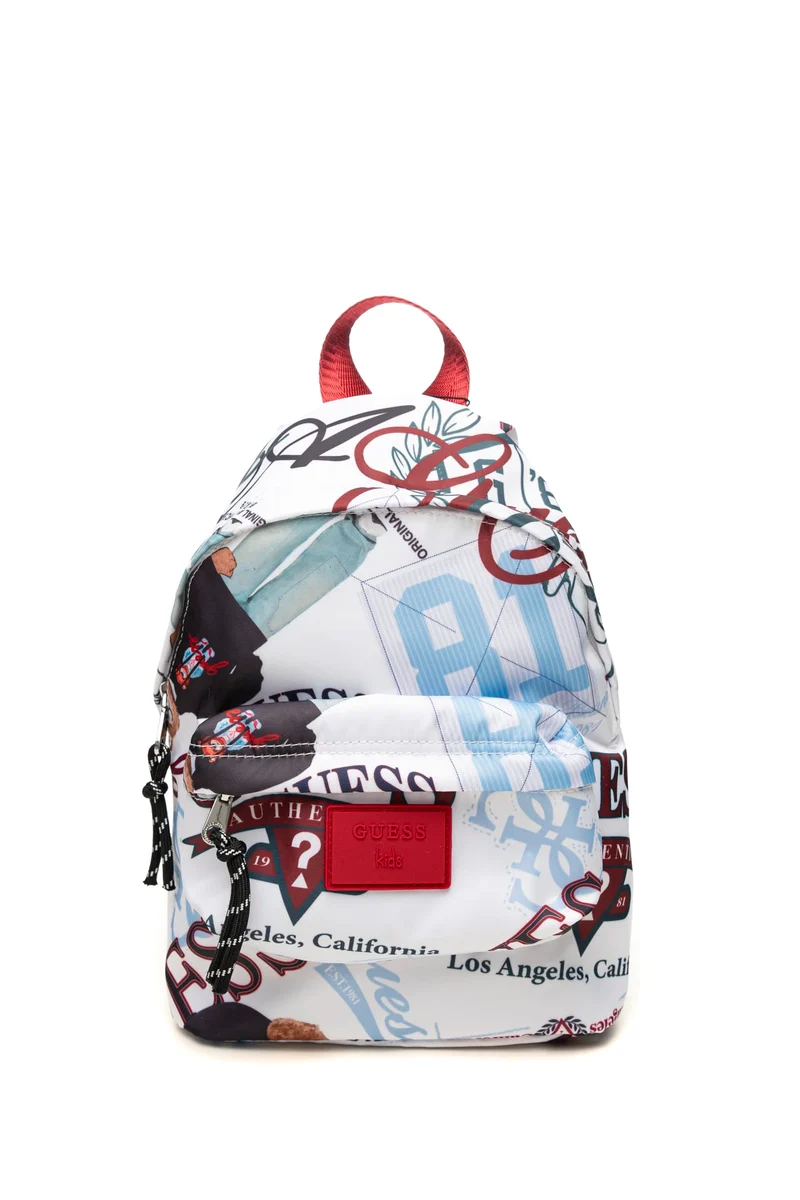 Zaino Guess Print Allover 7 Y Up Backpack Da Bambino Bianco Fantasia La California Bears Multicolor In Tessuto