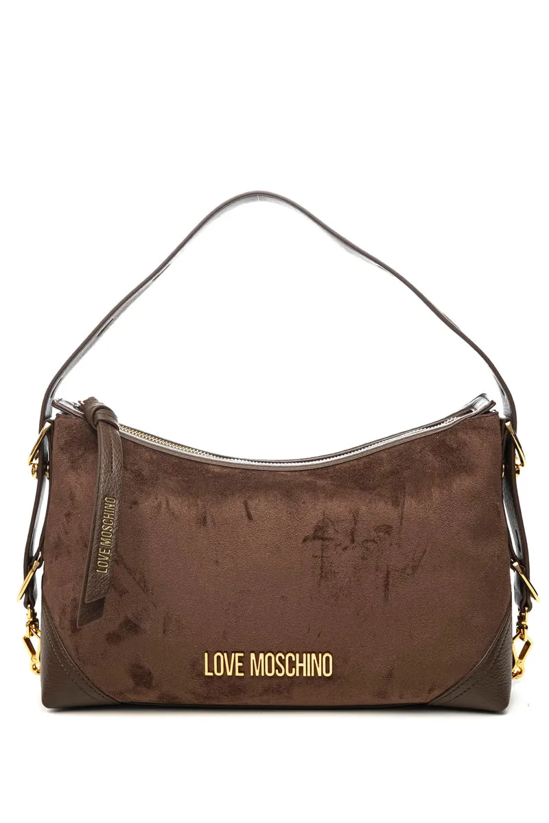 Borsa Love Moschino Velour M Sh Da Donna Moro In Simil Suede