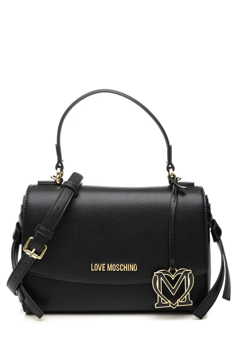 Borsa Love Moschino Pu Handle Da Donna Nera In Poliuretano