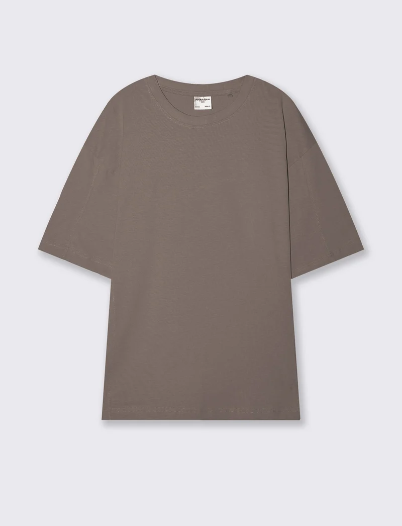 T-shirt uomo jersey relaxed fit maniche corte - Grigio fango