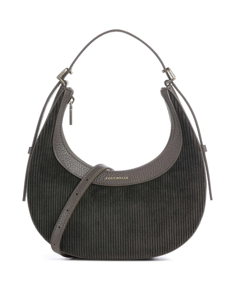 Coccinelle Whisper Corduroy Borsa a spalla fango