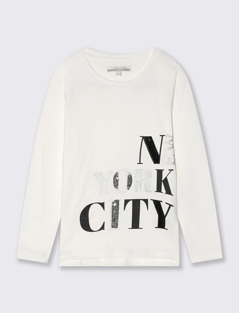 Maglia in cotone manica lunga - Bianco latte