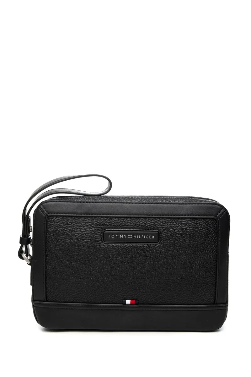 Pochette Tommy Hilfiger Th Central Pouch Da Uomo Nera In Poliuretano