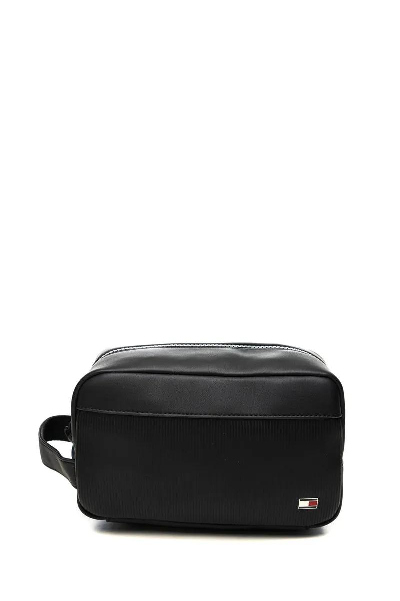 Pochette Tommy Hilfiger Th Flg Washbag Da Uomo Nero In Poliuretano