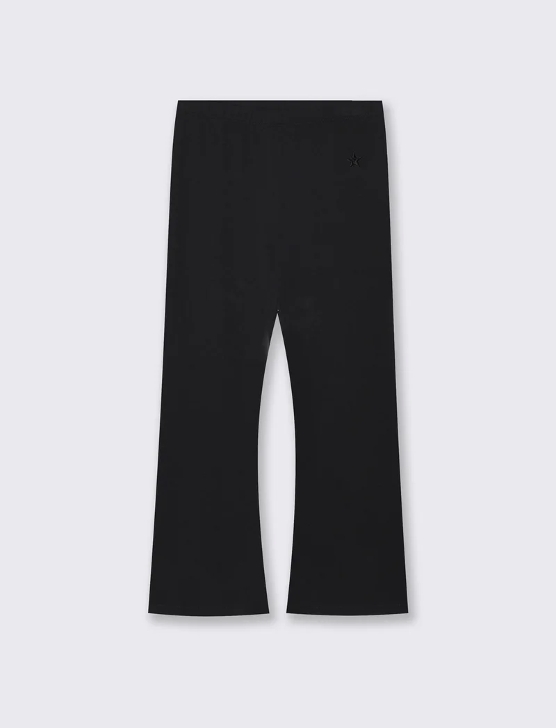 Leggings in cotone elasticizzato a zampa - Nero
