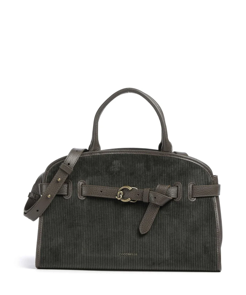 Coccinelle Sabine Corduroy Borsa a mano fango