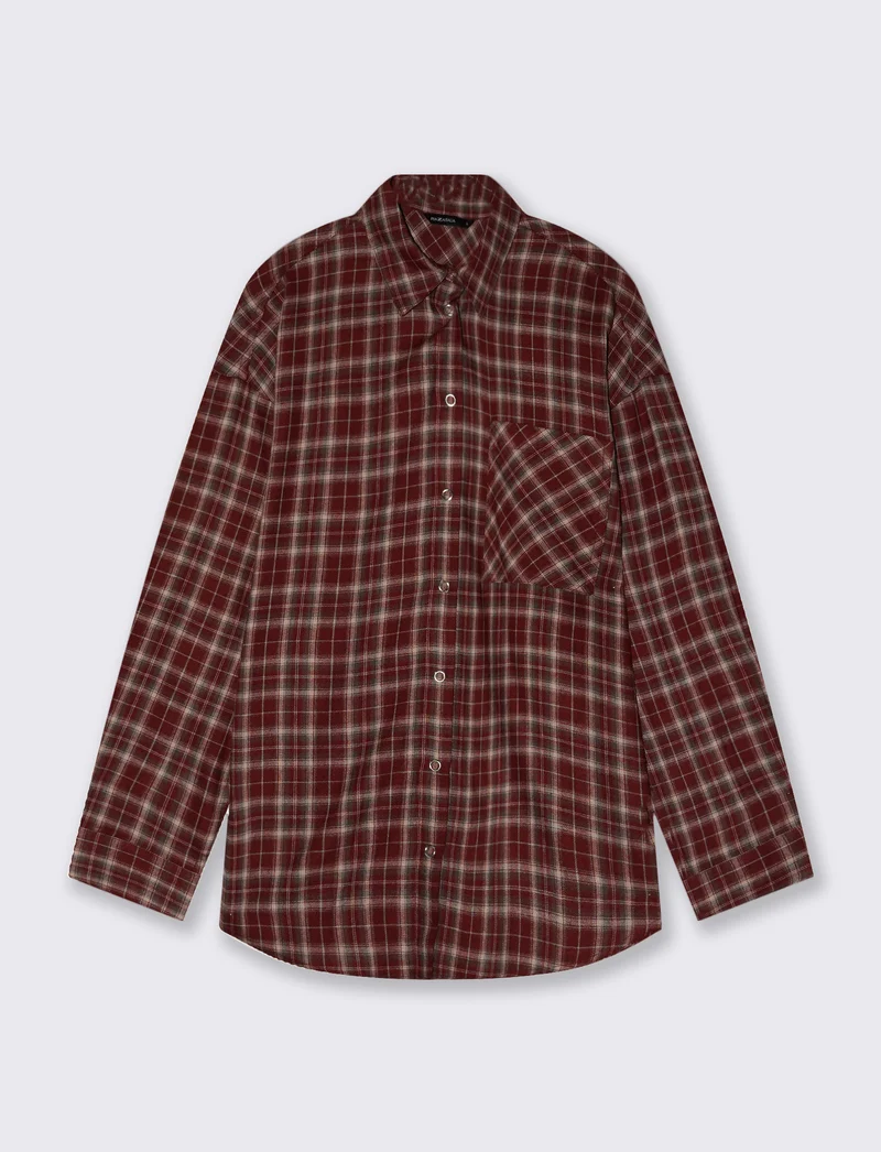 Camicia a quadri manica lunga e tasca - var 2