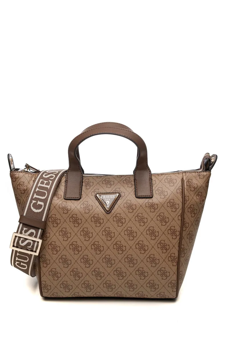 Borsa Guess Follie Travel Tt S Da Donna Beige Stampa Loghi 4 G Marrone In Poliuretano