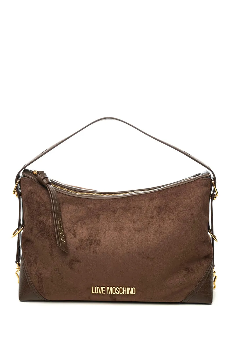 Borsa Love Moschino Velour L Sh Da Donna Moro In Simil Suede