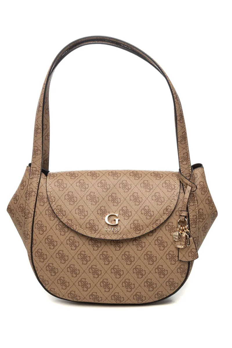 Borsa Guess Coleen Flap Da Donna Beige Stampa 4 G Marrone In Poliuretano