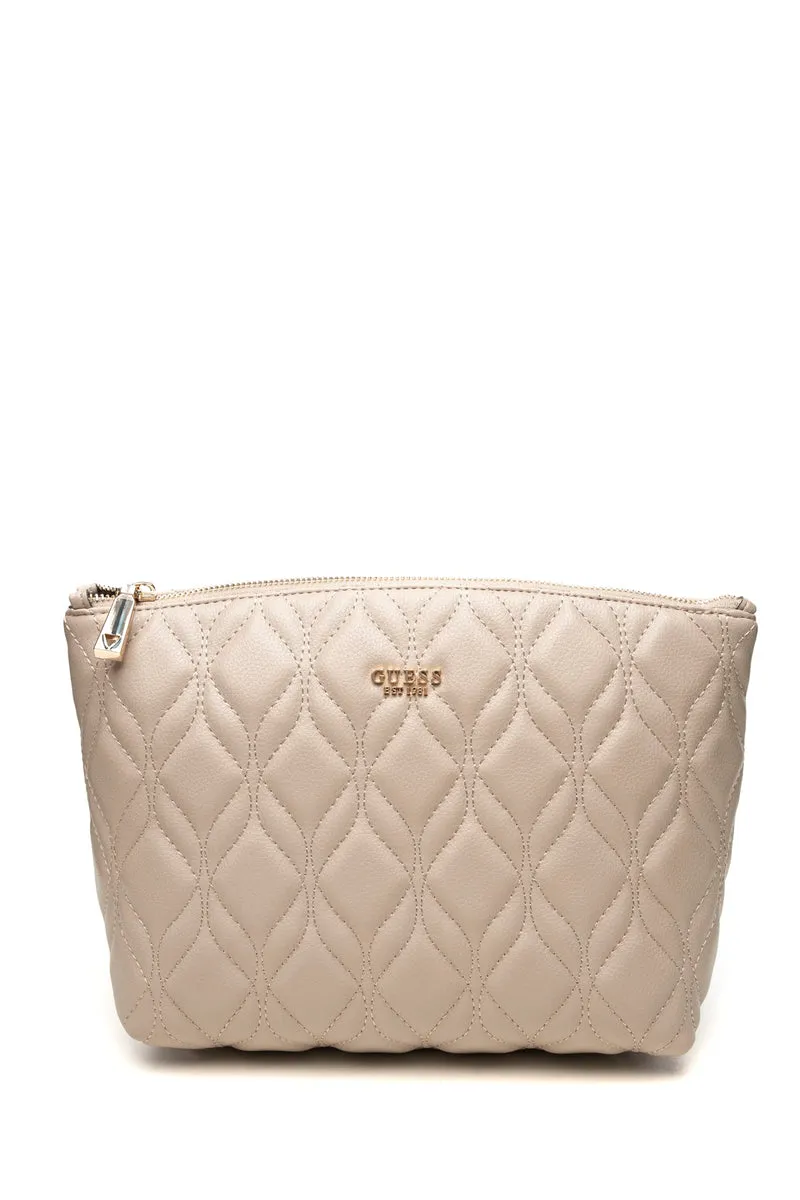 Pochette Guess Maxine Travel Da Donna Light Taupe In Poliuretano