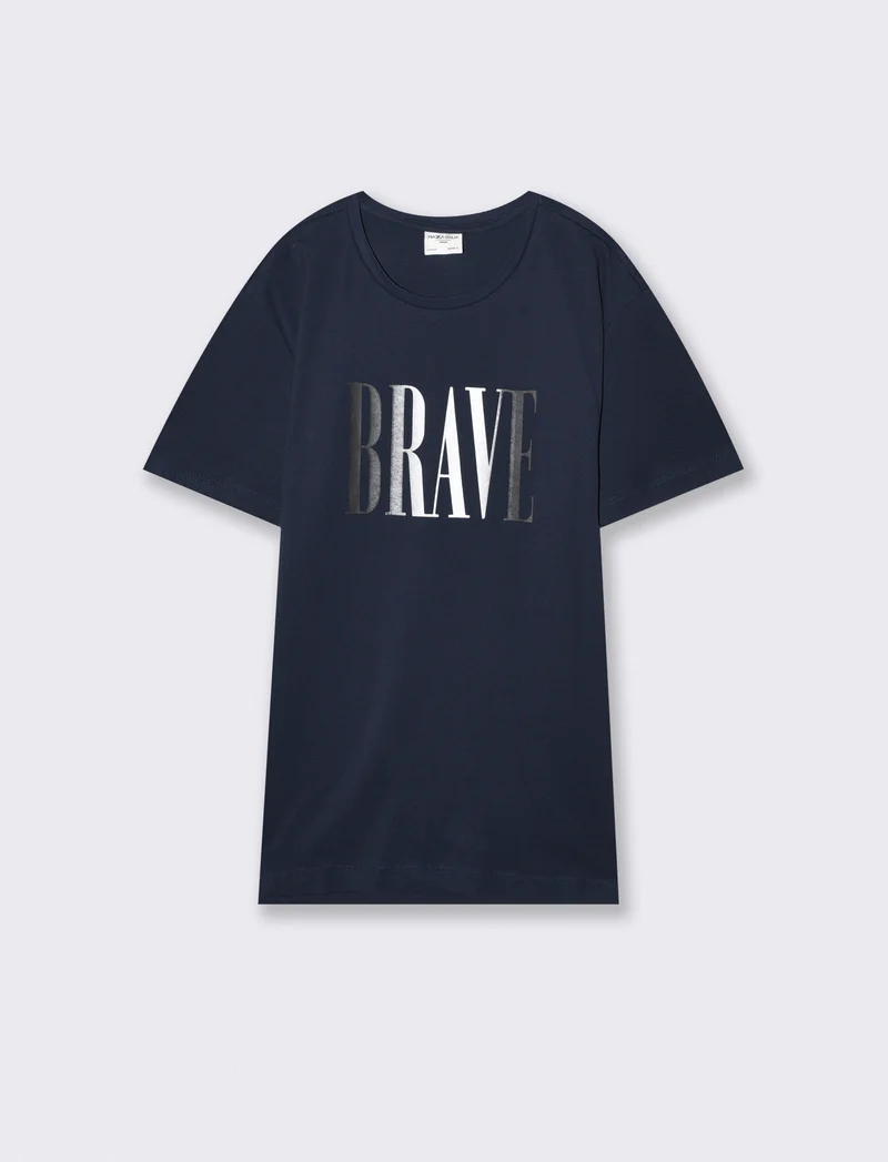 T-shirt cotone con stampa degradè - Blu scuro