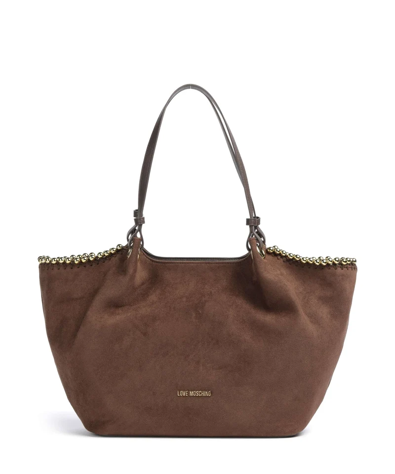 Love Moschino Gold Bead Borsa shopper cioccolato
