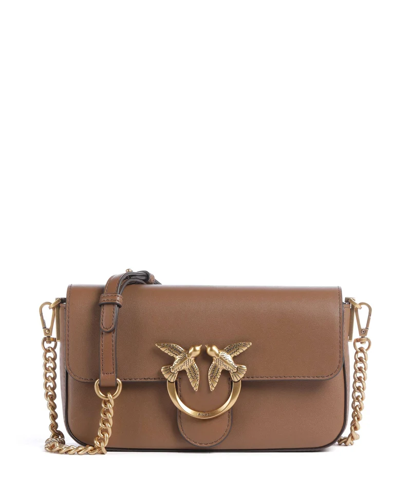 Pinko Love One Mini Slouchy Borsa a tracolla marrone cognac/antique gold