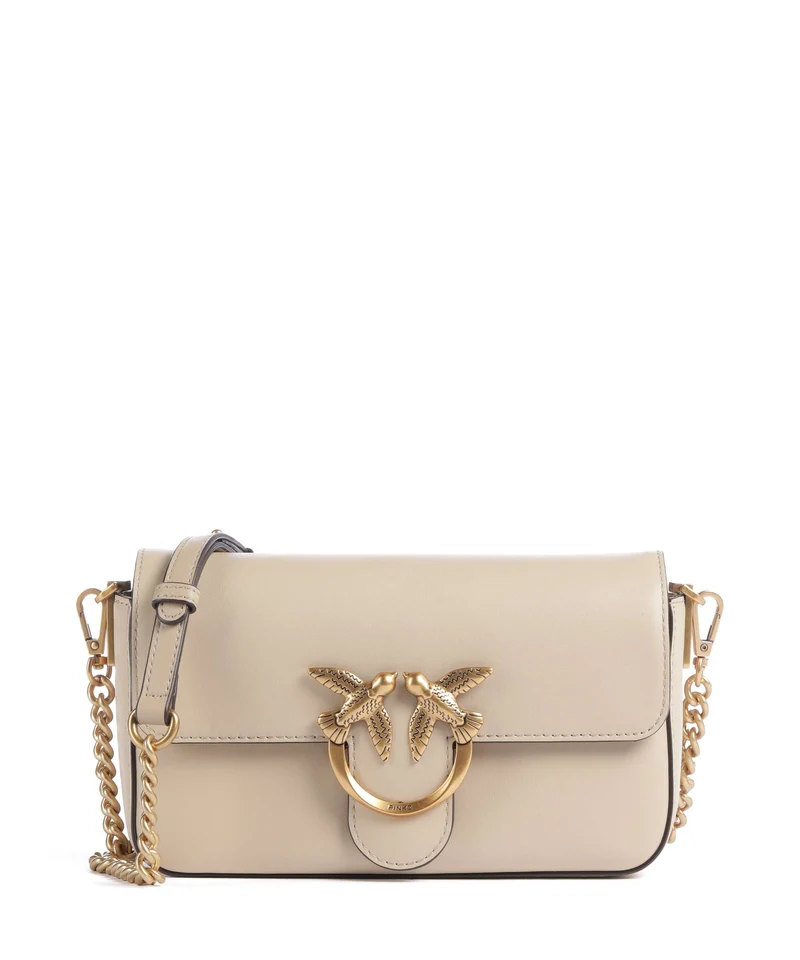 Pinko Love One Mini Slouchy Borsa a tracolla beige/grigio fumo/antique gold