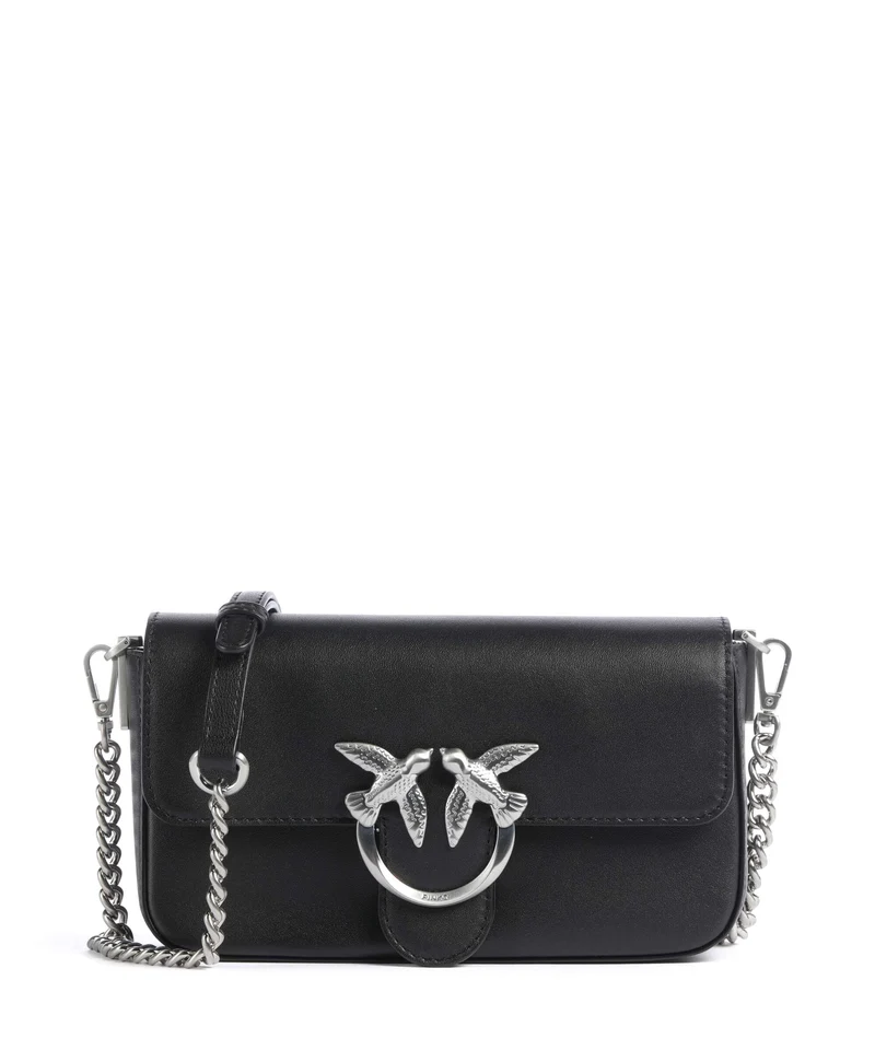 Pinko Love One Mini Slouchy Borsa a tracolla nero limousine/matt silver