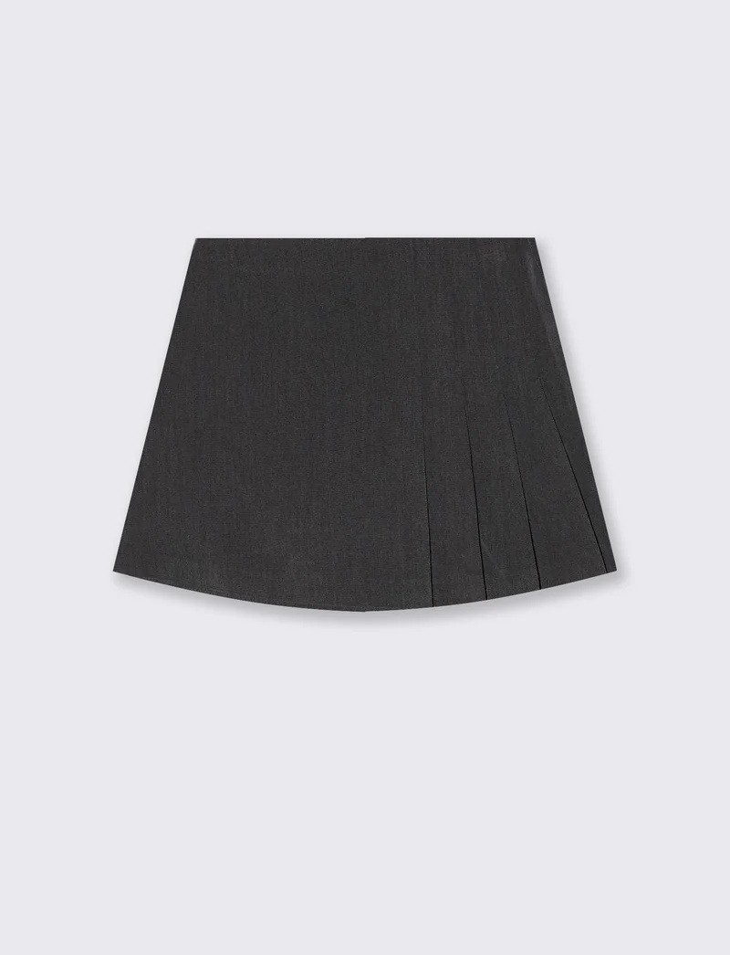 Gonna con pieghe laterali elegante - Grigio mel.