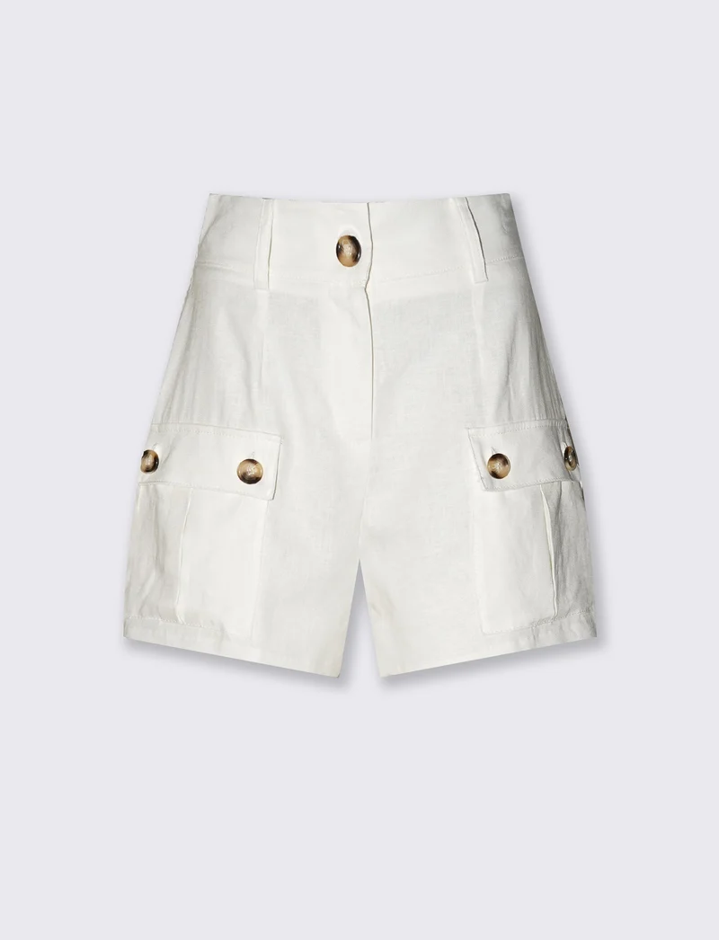 Shorts cargo donna con tasche frontali - Bianco latte