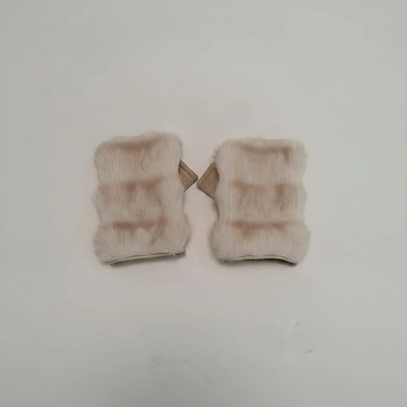 Guanti senza dita in finta pelliccia - Beige