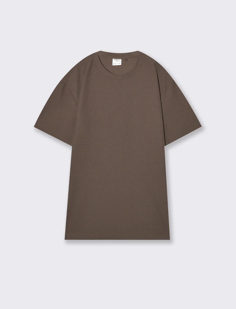 T-shirt girocollo micro waffle regular fit - Moro