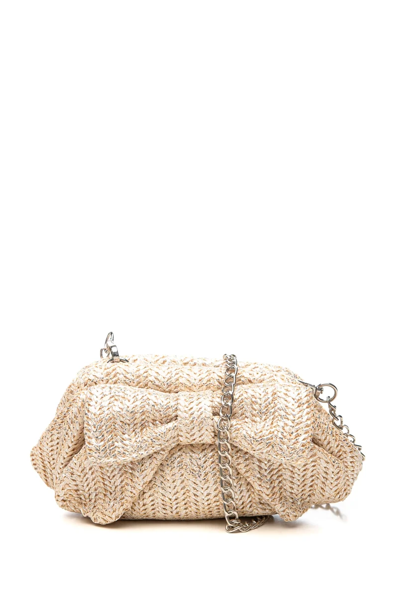 Borsa Pochette Mayoral Flake Da Bambina Paglia Metallizzato Silver In Polipropilene