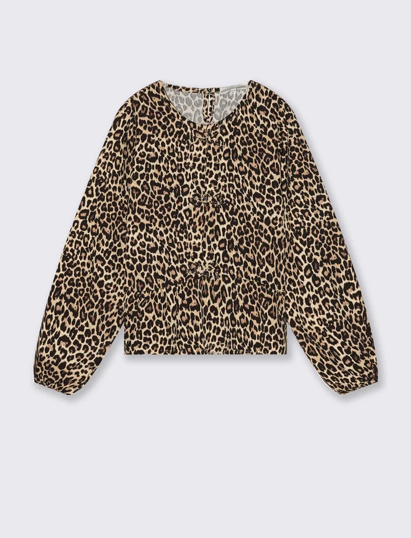 Blusa elegante da bambina con stampa e fiocchi - Leopardato