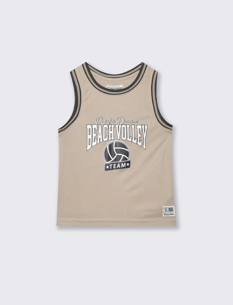 Canotta beach volley con stile college - Beige