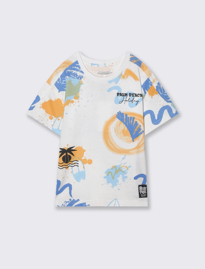 T-shirt fantasia mezza manica in jersey - Fantasia
