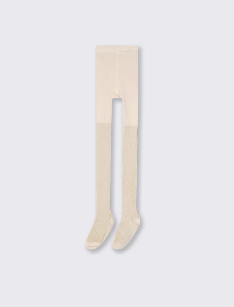 Calze da bambina effetto brillantinato e metallizzato - Beige