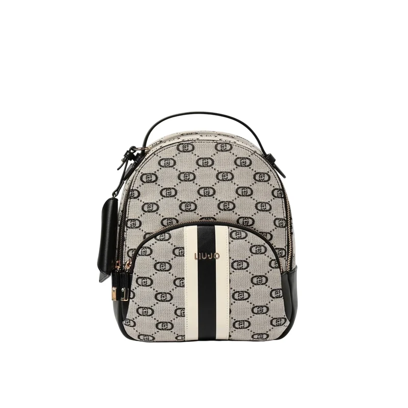 Zaino jacquard nero con pochette