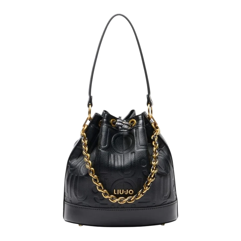 Borsa secchiello nero da Donna con logo all over