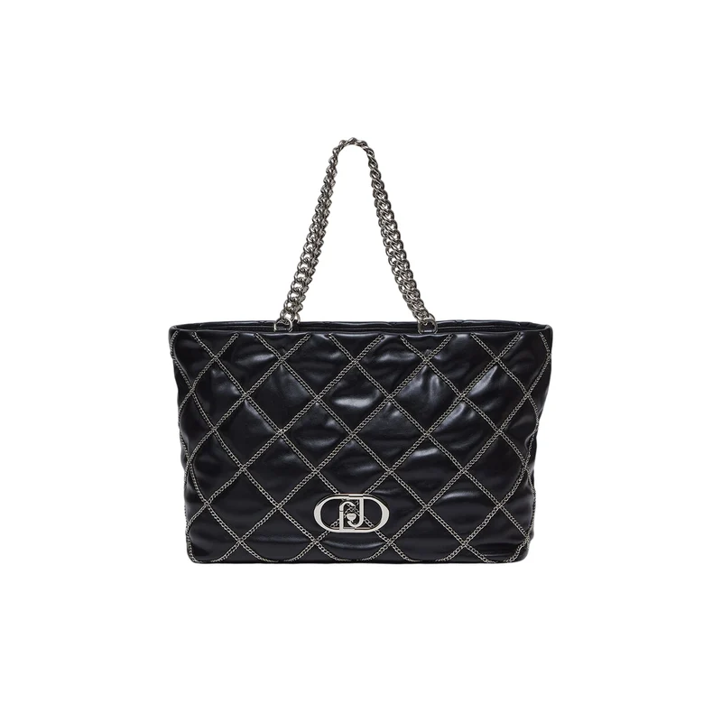 Tote bag grande LaPuffy con catene Nero