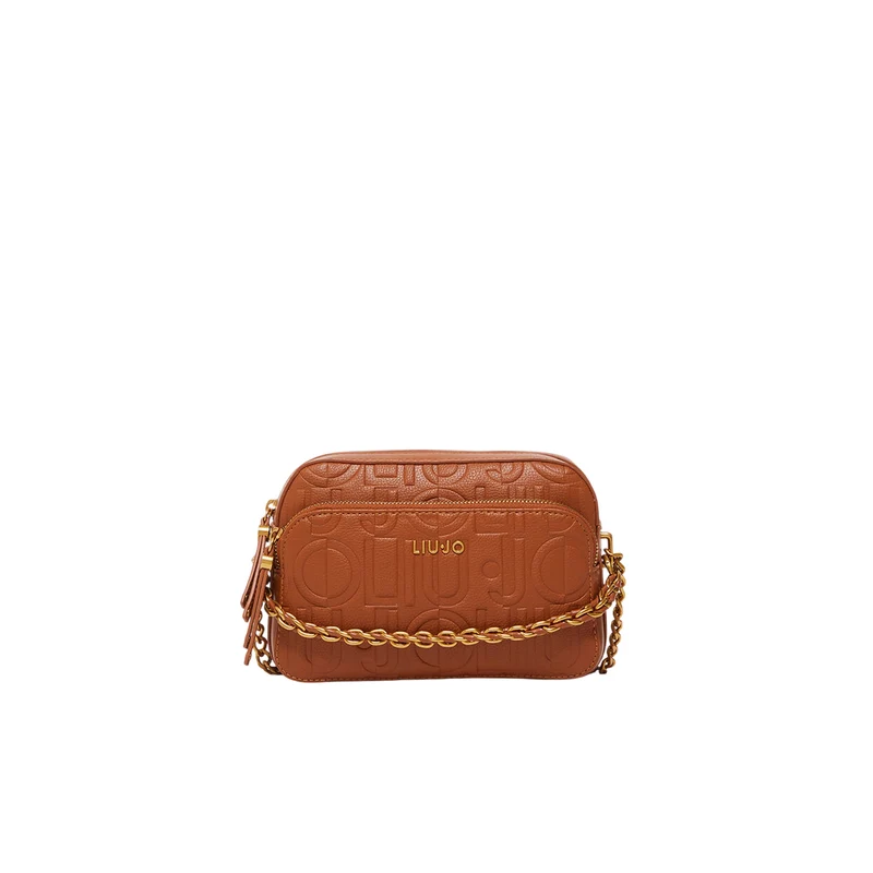 Borsa a tracolla media con catena marrone