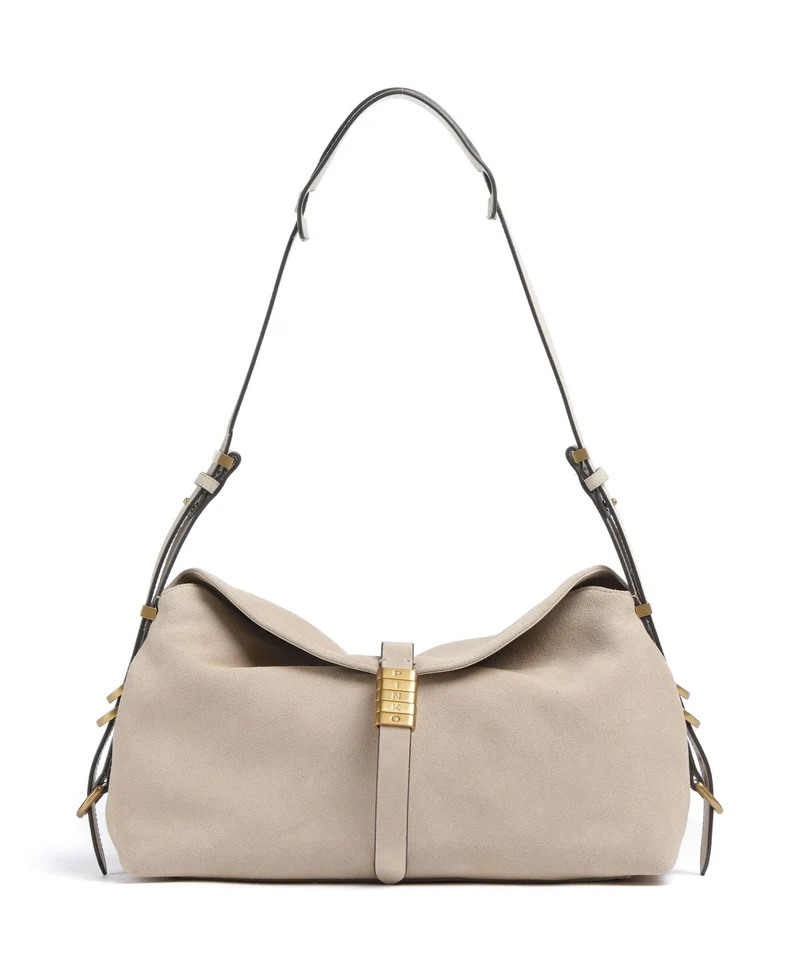 Pinko Saddle Classic Borsa hobo beige/grigio fumo/antique gold