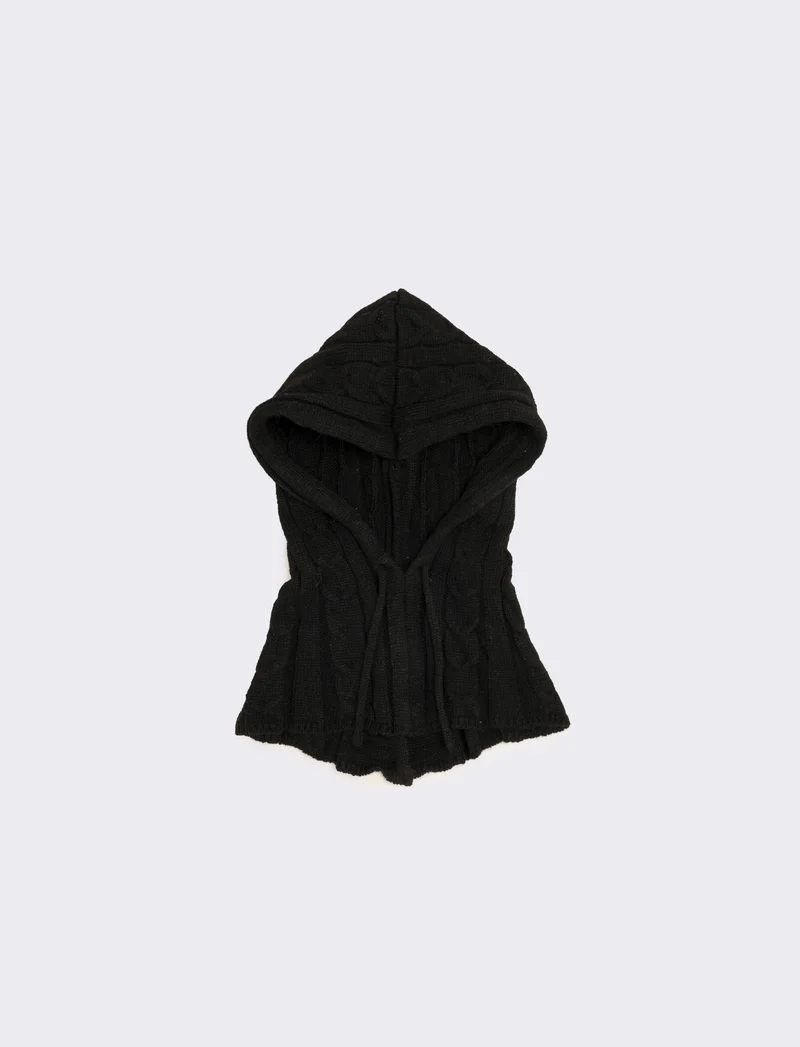 Cappello con collo modello balaclava - Nero
