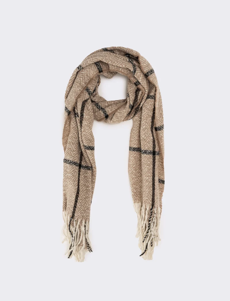 Sciarpa rigato e quadri uomo - Beige