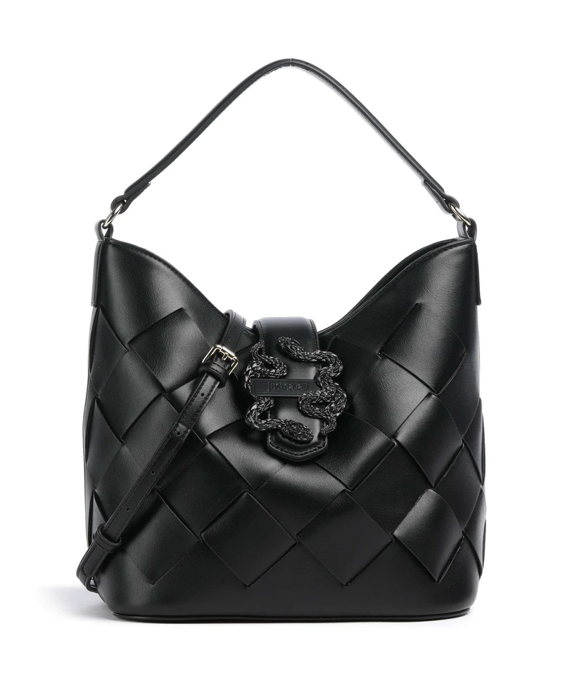 Just Cavalli Iconic Snakes Braided Borsa hobo black